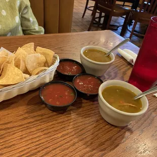 Chips and salsa and soup