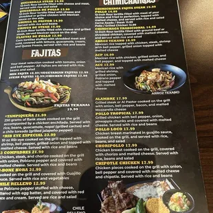 a menu for a mexican restaurant