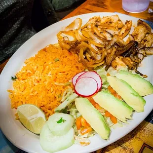 a plate of mexican food