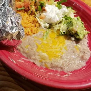 Rice and beans for the beef tamales