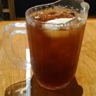 How your drink comes--in a small pitcher with a straw.
