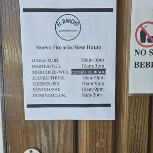 Posted New Hours