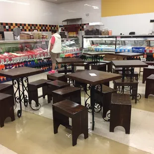 Seating area next to the taqueria