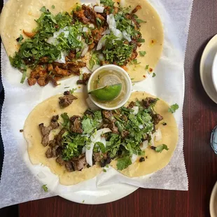 Street tacos Steak and Al Pastor