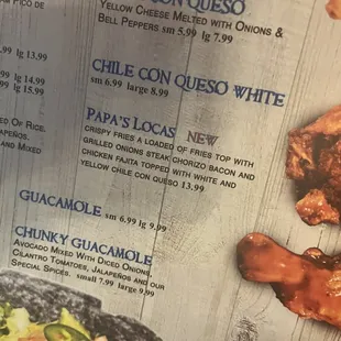 a menu for a mexican restaurant