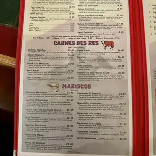 a menu for a mexican restaurant