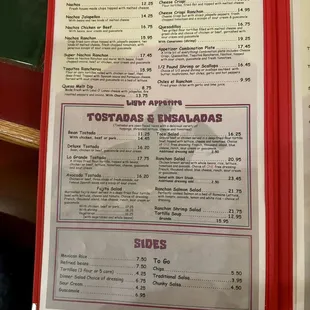 a menu for a mexican restaurant