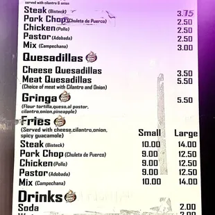 Taco Menu