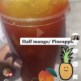 Half mango half pineapple raspado