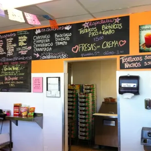 the menus on the wall