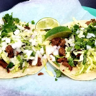 Asada tacos, with handmade tortillas. She made them to order. Mmmm..
