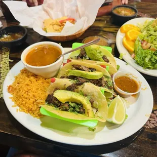 Street tacos  and  large guacamole platter with a platter call No Name