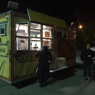 a food truck at night