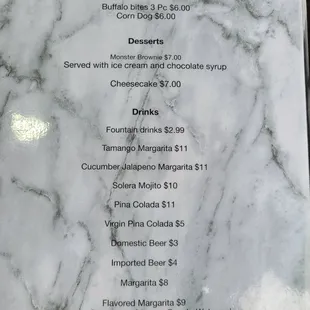 Menu page 2 of 2.