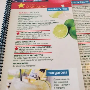 Margaritas menu