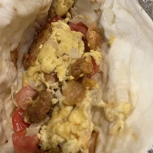 Chicharron and egg taco