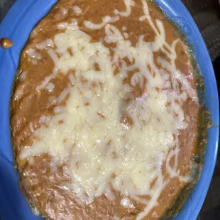 Refried beans go great with the fresh made tortillas chips!