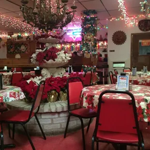 Decorated for the holidays.