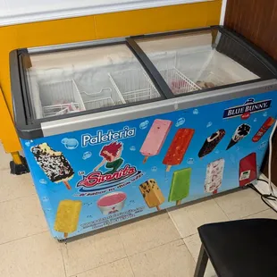 Inside ice cream freezer