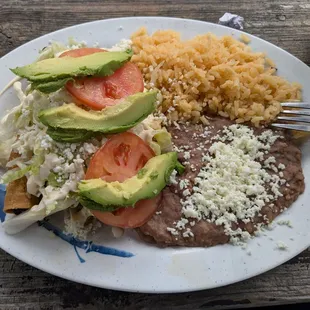 Flautas (3) with brand and rice