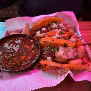 6 Shrimp &amp; Birria tacos Tray