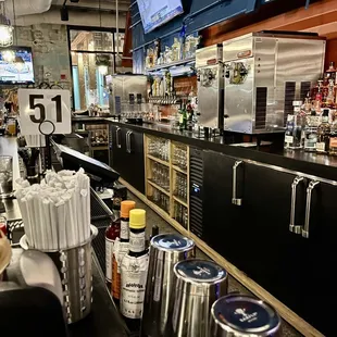 the bar area of a restaurant