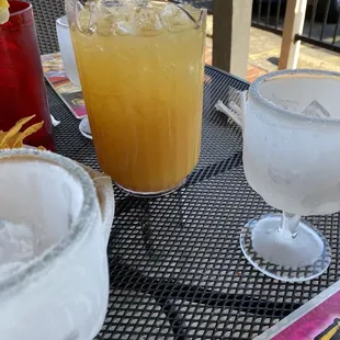 Top shelf pitcher of margaritas