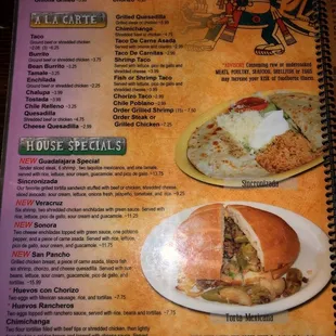 Side orders, A La Carte and Specials!