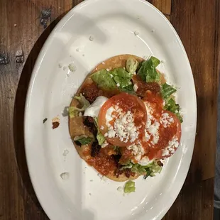 Tostada with chorizo