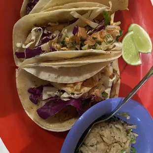 Fish tacos, fried rice