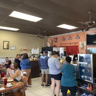 Inside, busy for lunch!