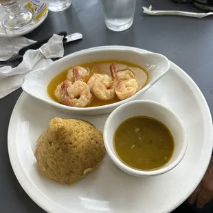 Garlic shrimp and mofongo. Very Good!