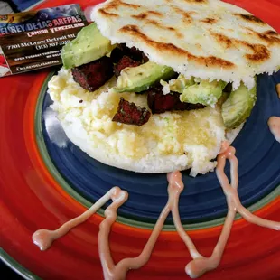 Arepas stuffed with Chorizo n Avocado oh yeah