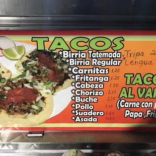 The tacos are great and reasonable portions.