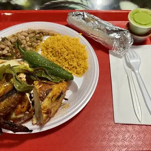 Half Chicken with Rice and Beans