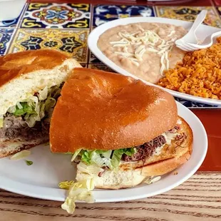 a plate of food and a sandwich