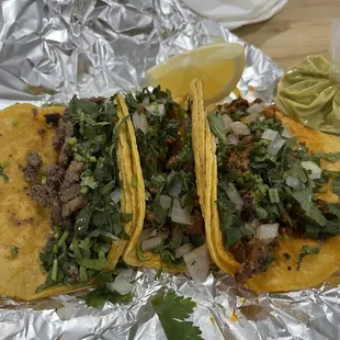 Fajita and pastor tacos