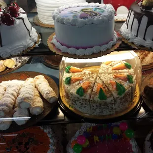 a variety of cakes and pastries
