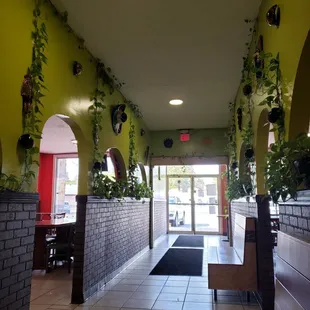 the entrance to the restaurant