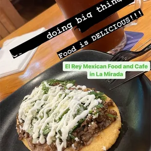 Huarache de carne asada and a yummy cold michelada