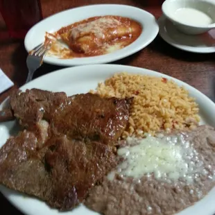 Steak Tampiquenos: Ribeye with an enchilada on the side