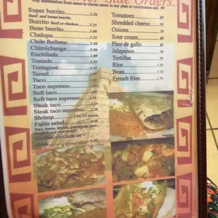 a menu for a mexican restaurant
