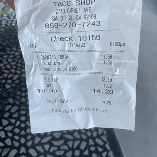 the receipt