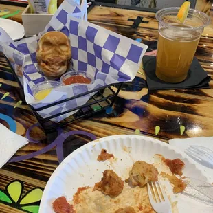 a half eaten plate of food