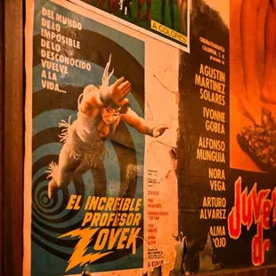 Movie posters adorn the walls