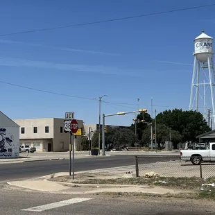 The restaurant has this view, the Crane water tower.