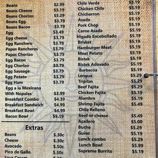 Breakfast Burritos / Lunch Burrito items