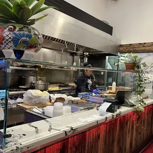 Cooking station     Tortillas made by hand