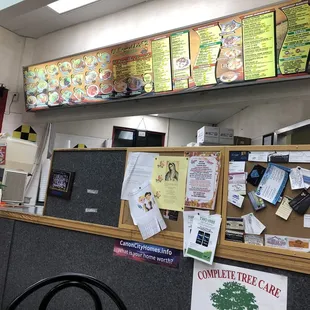 Menu from sitting at a table