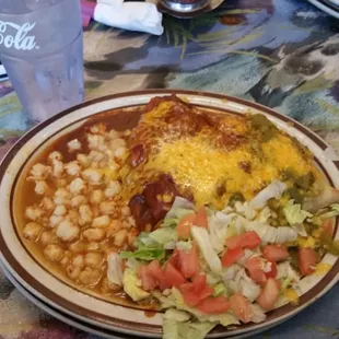 Stuffed Sopa, with a side of posole.
